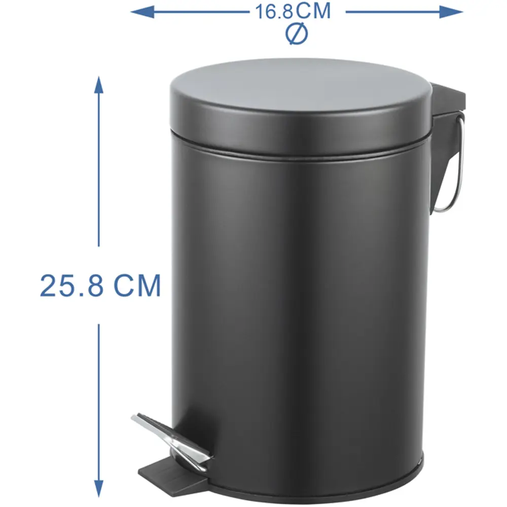 Контейнер для мусора для ванной KONSENSA Терни 3 л сталь цвет черный STLM-2173914