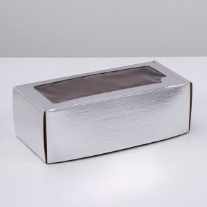 Коробка самосборная с окном серебрянная 16х35х12 см УПАКПРО