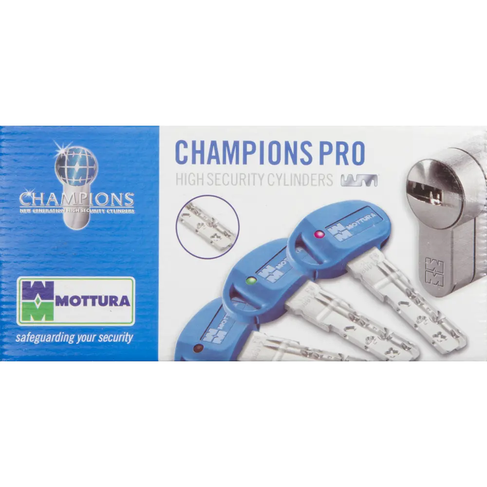 Цилиндр Mottura Champions Pro CP4P613101С5, 56x10x26 мм, ключ/шток, цвет матовый никель, без вертушки STLM-2118855 - Вид №3