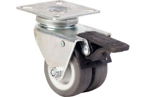 90669279 Сдвоенное мебельное колесо SCndb 25 поворотное с тормозом с площадкой Ø50 мм 70 кг полиуретан STLM-0331282 А5