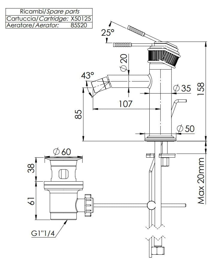 Смеситель для биде с одной ручкой Remer Rubinetterie ателье ARCH-00075427 - Вид №1