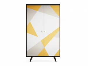 Шкаф распашной двухдверный с принтом желтый с белым Thimon THE IDEA  210336 Бежевый;желтый;разноцветный