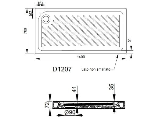 Керамический нескользящий прямоугольный поддон для душа Ceramica Dolomite Gemma2 ARCH-00083927 - Вид №7