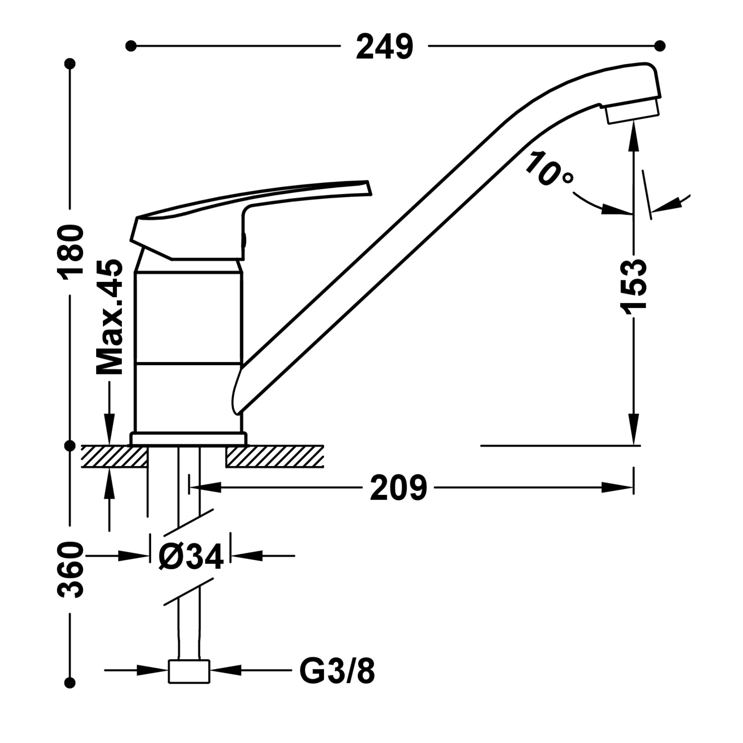 КУХОННЫЙ смеситель с одной ручкой для кухни-17033302 TRES Kitchen - Вид №1