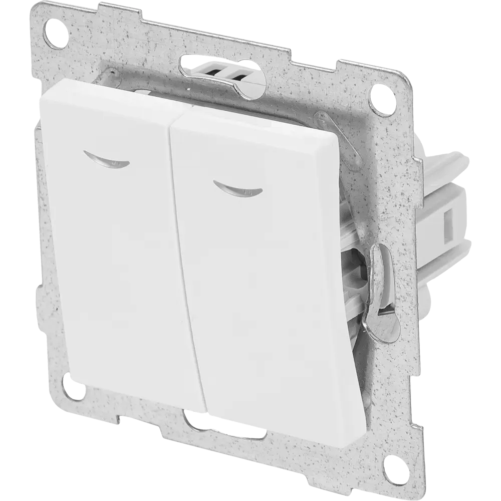 Выключатель GUSI Electric двухклавишный с подсветкой для скрытого монтажа 83864211 Ugra STLM-0045150
