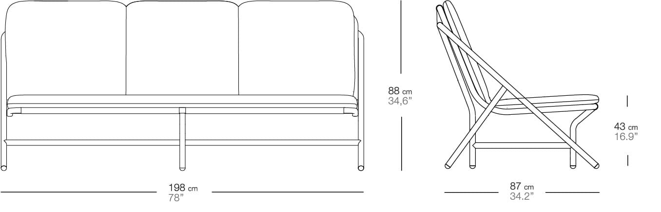 3-местный садовый диван из алюминия и ткани Bivaq Garda ARCH-00104095 - Вид №4