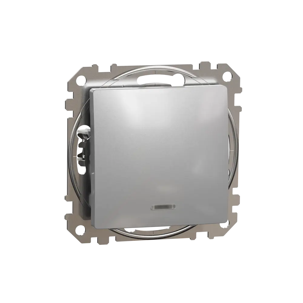 Переключатель проходной Systeme Electric Sedna 1 клавиша с подсветкой, цвет алюминий Sedna Design Elements STLM-2120806 - Вид №1