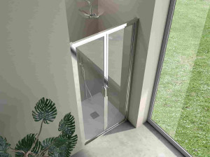 Алюминиевая и стеклянная нишевая душевая кабина с поворотной дверью