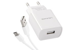 18733812 Сетевое зарядное устройство 1 USB T18 2,1A + кабель Micro USB 1m УТ000027072 USAMS