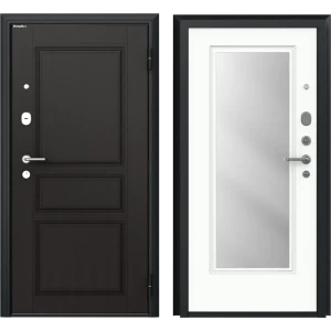 Дверь входная металлическая Премиум New 88x205 см правая белый с зеркалом