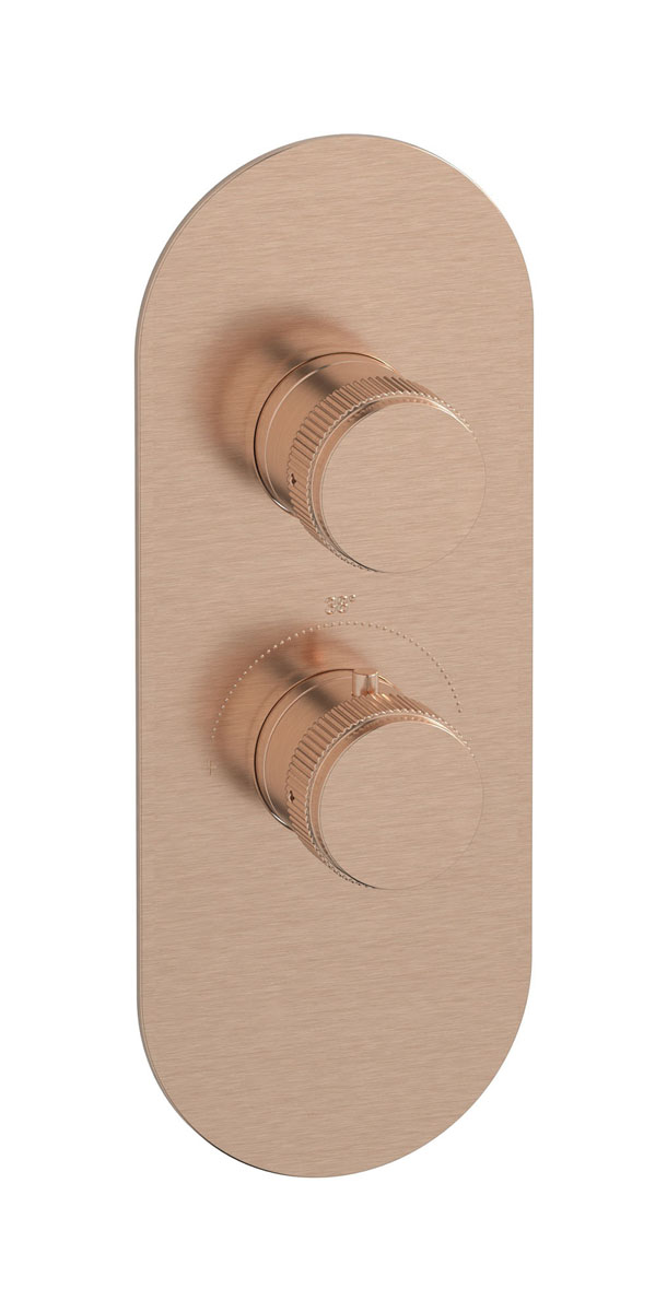 Комплект наружных частей термостата на 1 потребителей - вертикальная овальная панель с ручками Reflex WE ARE IB eua112srnrx Brushed Rose Gold Aqua