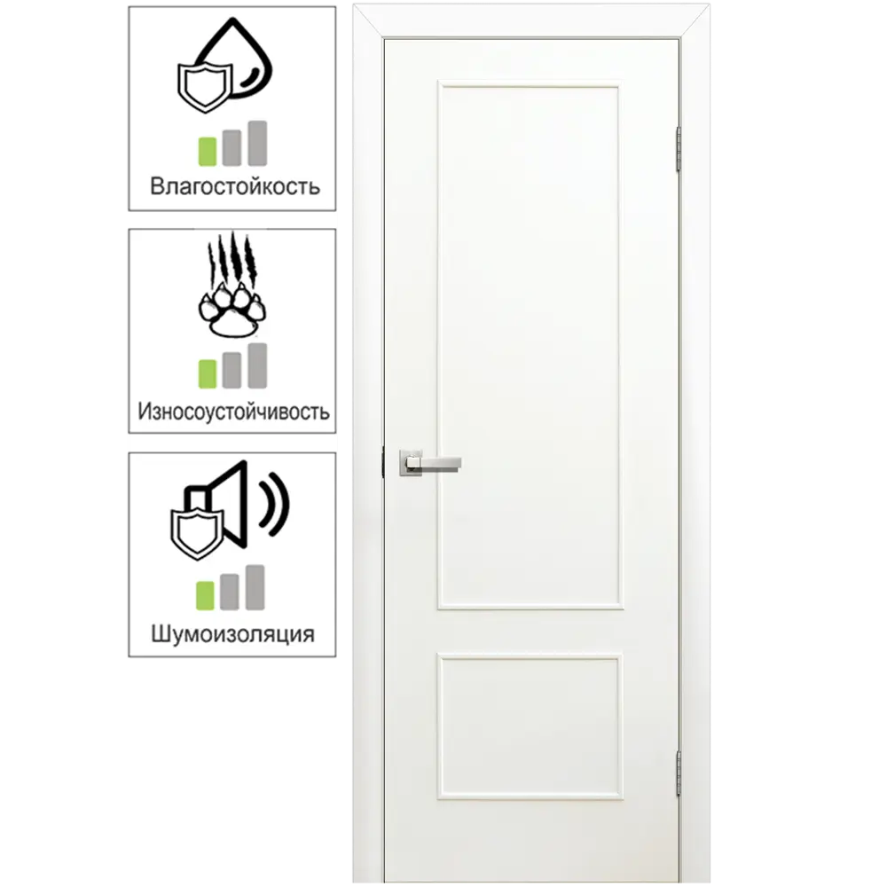 Дверь межкомнатная Классика глухая ламинация цвет белый 80x200 см VERDA STLM-2138785