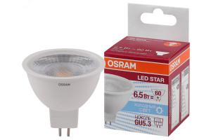 18134755 Светодиодная лампа LED STAR, MR16, 6.5Вт, GU5.3, 520 Лм, 5000 К, холодный белый свет 4058075481251 Osram