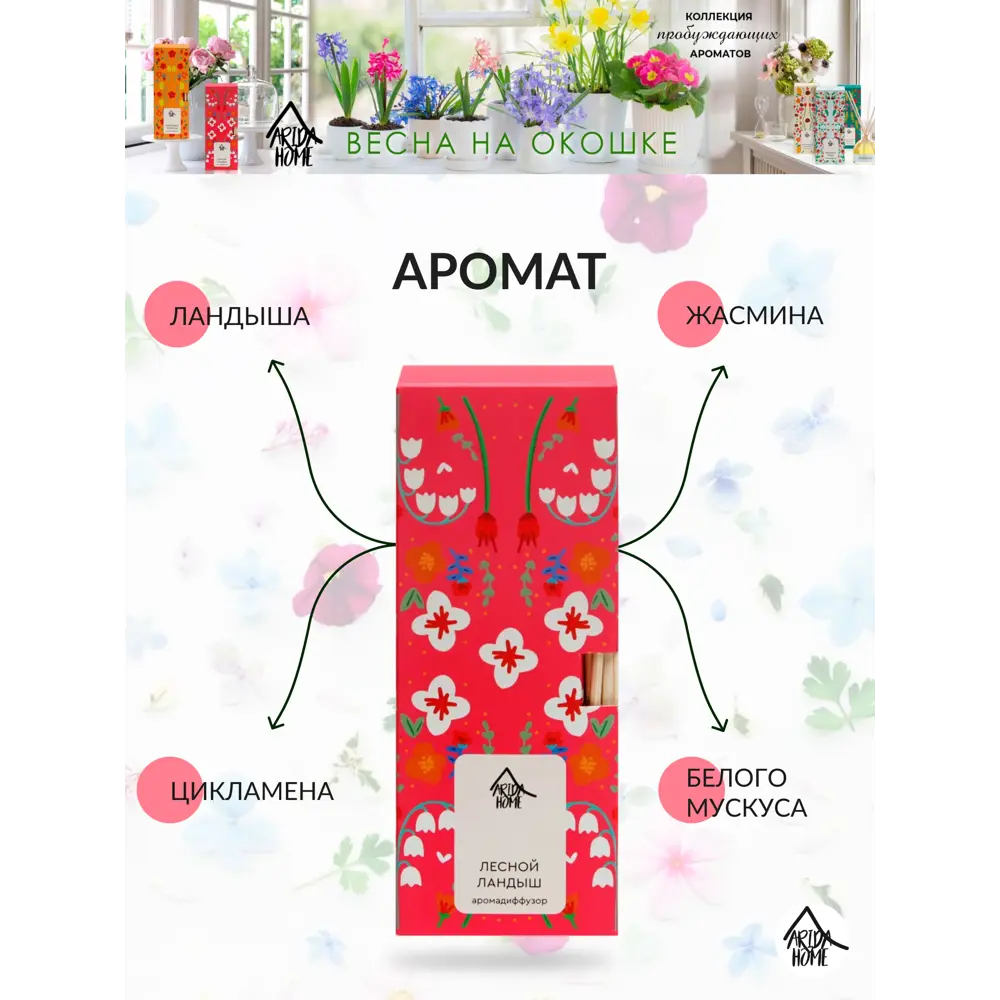 Диффузор аромат Лесной ландыш 50 мл 84535161 STLM-2079837 ARIDA HOME  - Вид №2