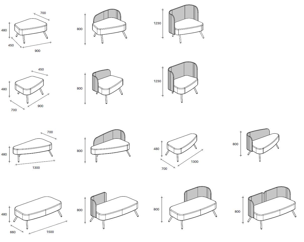 Полиуретановый контрактный диван Sesta ARCH-00038046 - Вид №2
