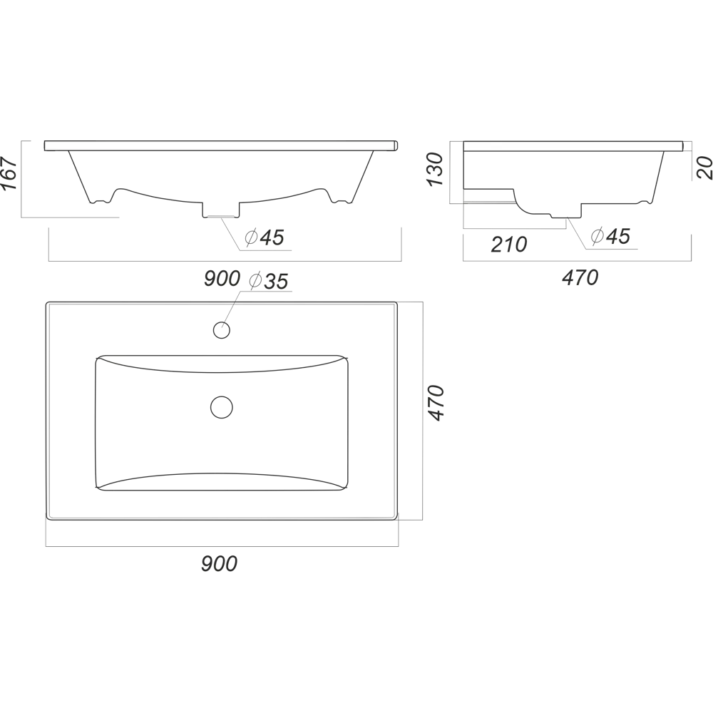 Sanita Luxe Quadro 90 — Фарфоровая раковина для встройки 82582173 Квадро STLM-0030581 - Вид №4