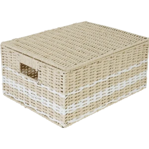 Корзина с крышкой Storidea HXL21.341 M 28x18x38 см 19 л бумага цвет бежевый