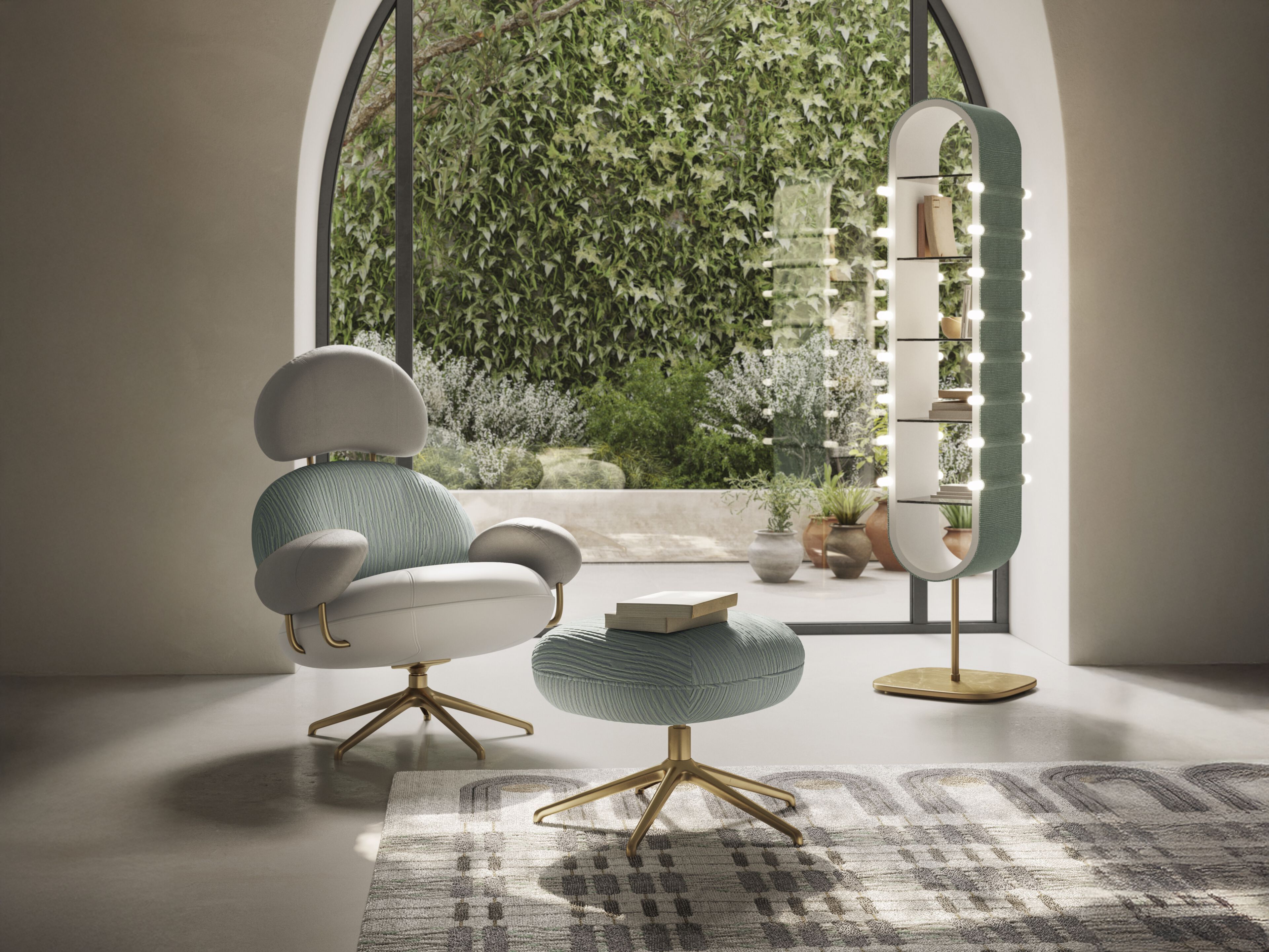 Тканевое вращающееся кресло Natuzzi Italia Posidonia ARCH-00001732 - Вид №3