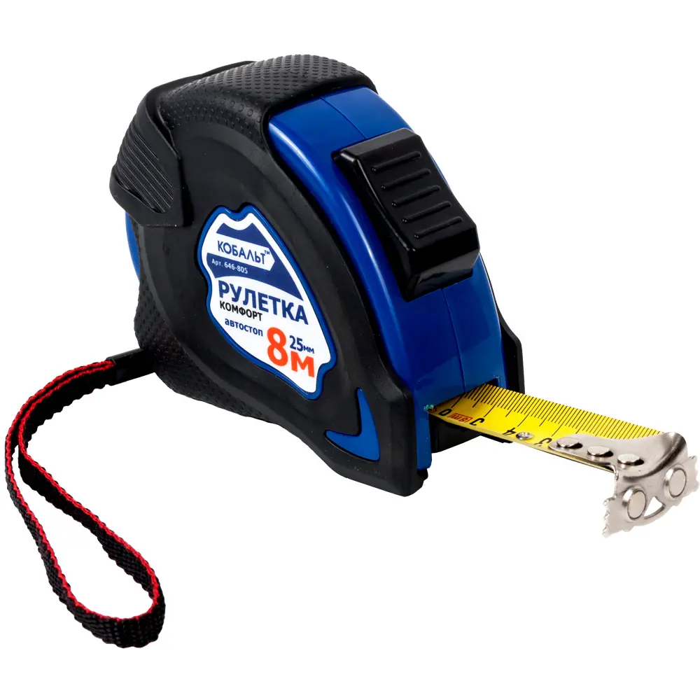 Рулетка Кобальт 646-805 с магнитным наконечником и автостопом 8 метров 89406915 STLM-1564378