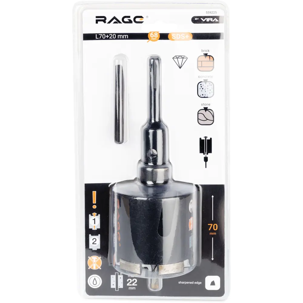 Алмазная коронка RAGE 68 мм для подрозетников по бетону 85102553 STLM-0058777 - Вид №7