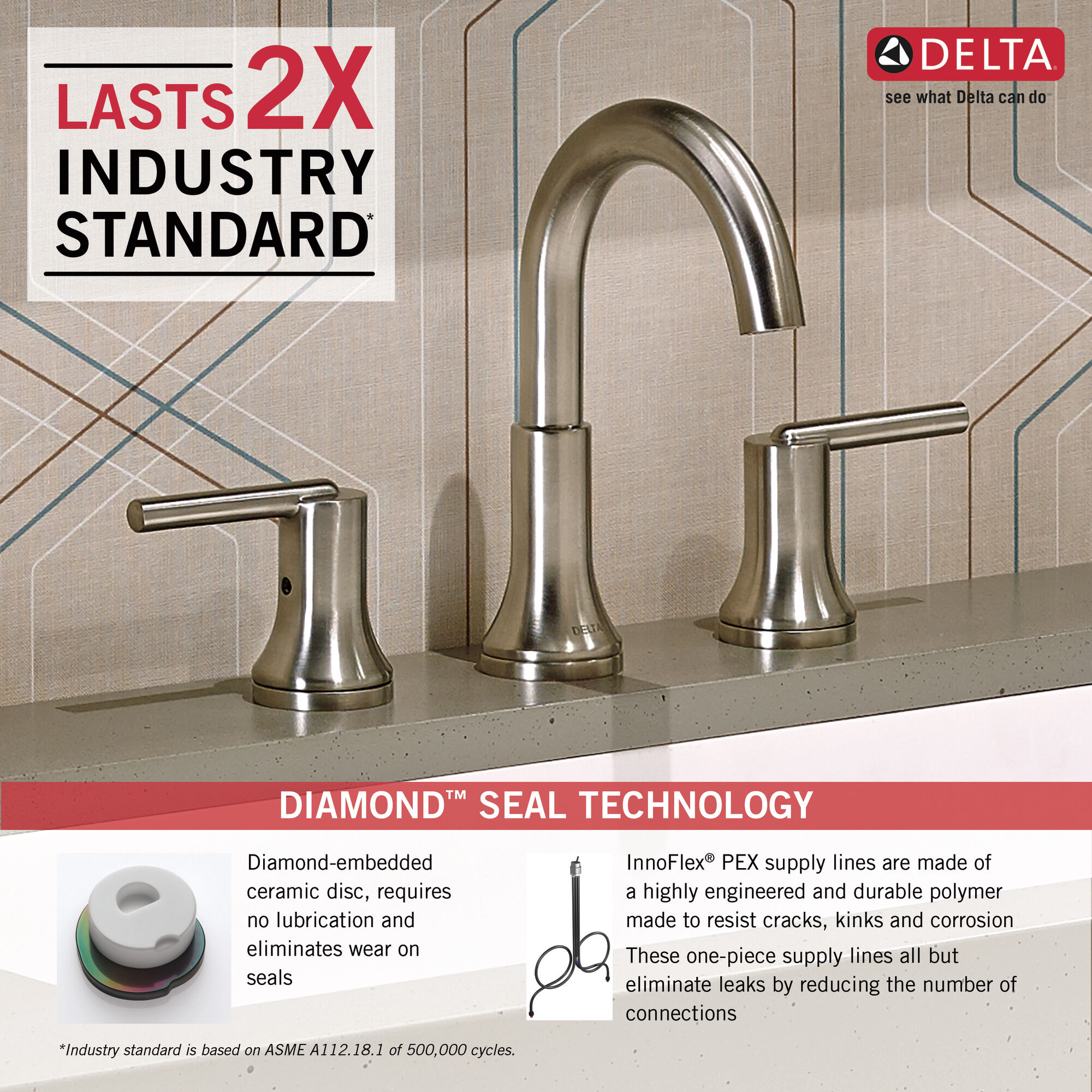 3559-SSMPU-DST Смеситель для ванной комнаты с двумя ручками Delta Faucet Trinsic Нержавеющая сталь  - Вид №1