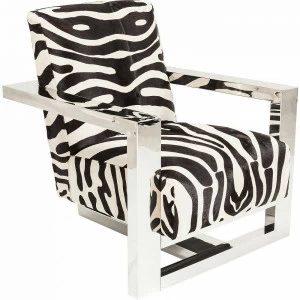 Кресло черное с белым на металлическом каркасе, хром Wild Life KARE WILD 322806 Белый