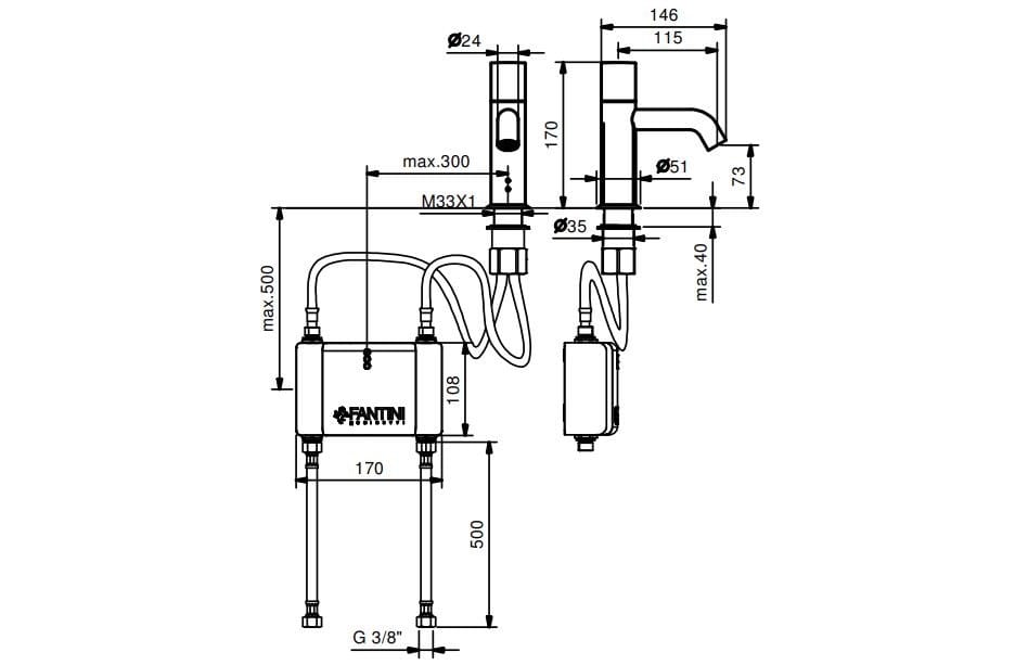 Электронный смеситель для раковины Fantini Rubinetti NOSTROMO ARCH-00144801 - Вид №2