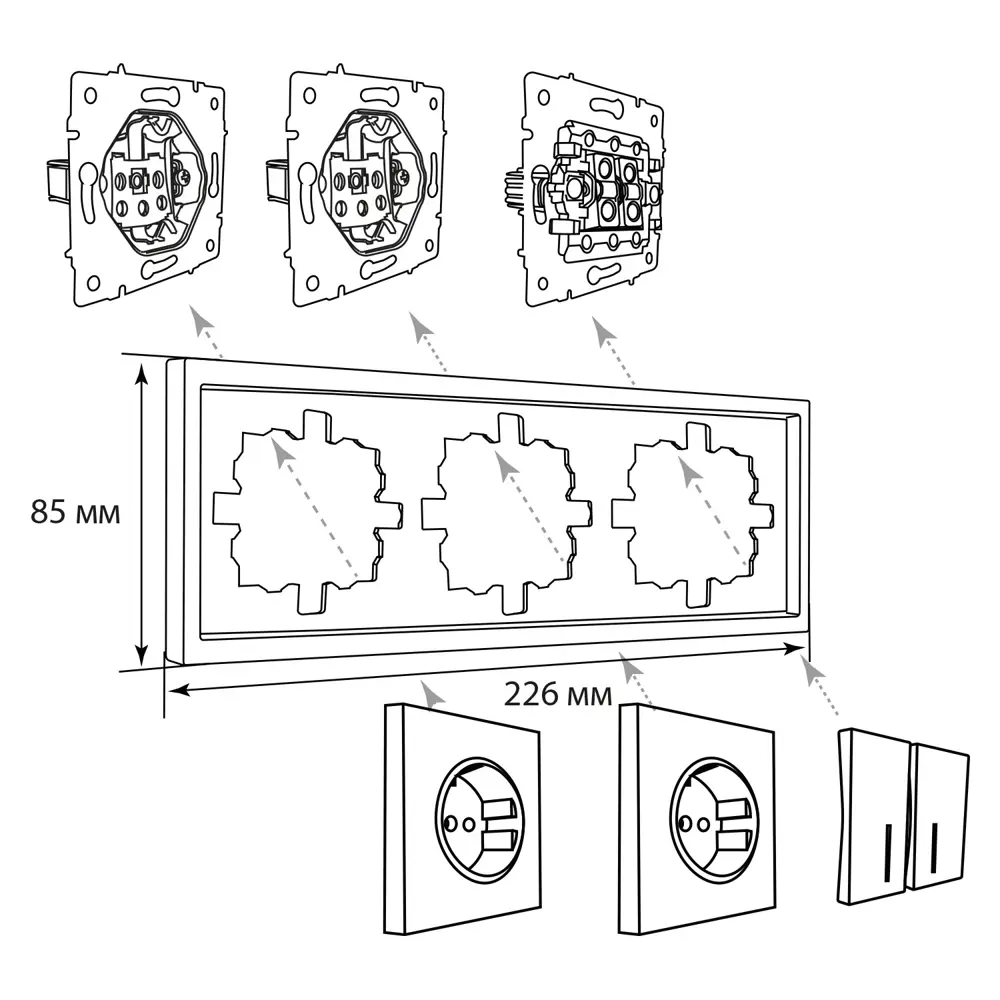 Рамка для розеток и выключателей Lezard Zima 3 поста цвет слоновая кость STLM-2050806 - Вид №5
