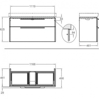 Тумба под раковину 116,8 см Keramag Smyle 805123000 Santreyd  - Вид №3