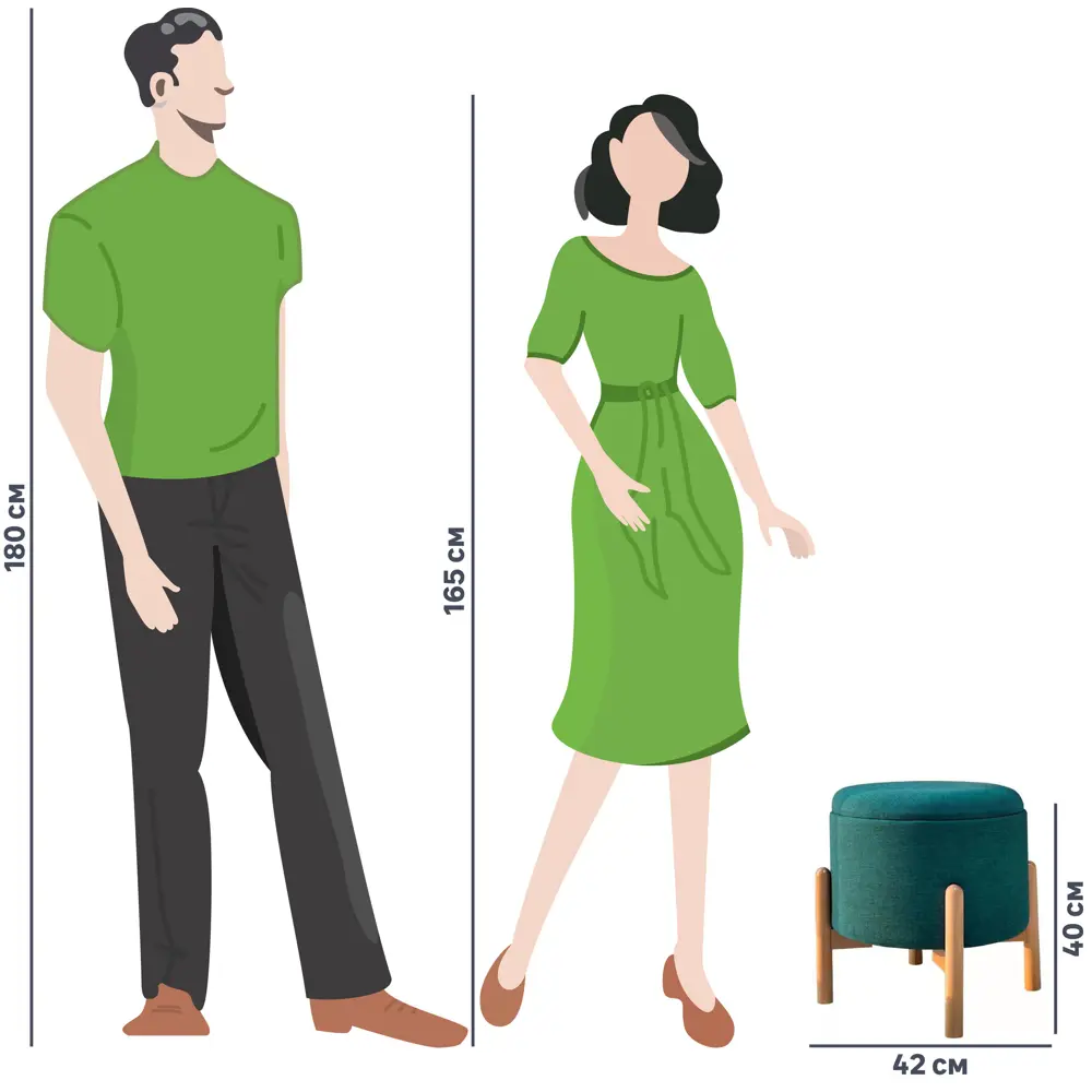 Пуф на деревянных ножках DMR1912 ø 42 см цвет зеленый Atmosphera STLM-2098971 - Вид №2