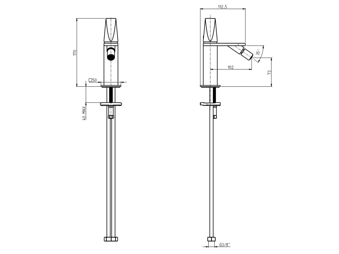 Смеситель для биде из нержавеющей стали без слива Rubinetterie Frattini Aline ARCH-00074387 - Вид №2