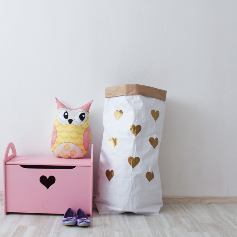 Эко-мешок для игрушек Small Hearts из крафт бумаги VAMVIGVAM  281997 Белый;бежевый Santreyd  - Вид №1