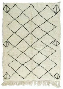 AFOLKI Прямоугольный шерстяной коврик с длинным ворсом и геометрическими мотивами Beni ourain