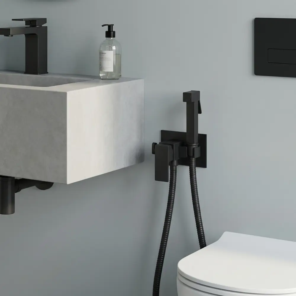 Гигиенический душ KONSENSA Прато скрытый монтаж со смесителем цвет черный матовый STLM-2108954 - Вид №6