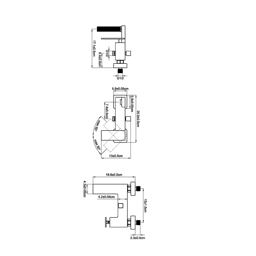Смеситель для ванны KONSENSA Прато черный матовый с керамическим картриджем 89396328 STLM-1581267 - Вид №2