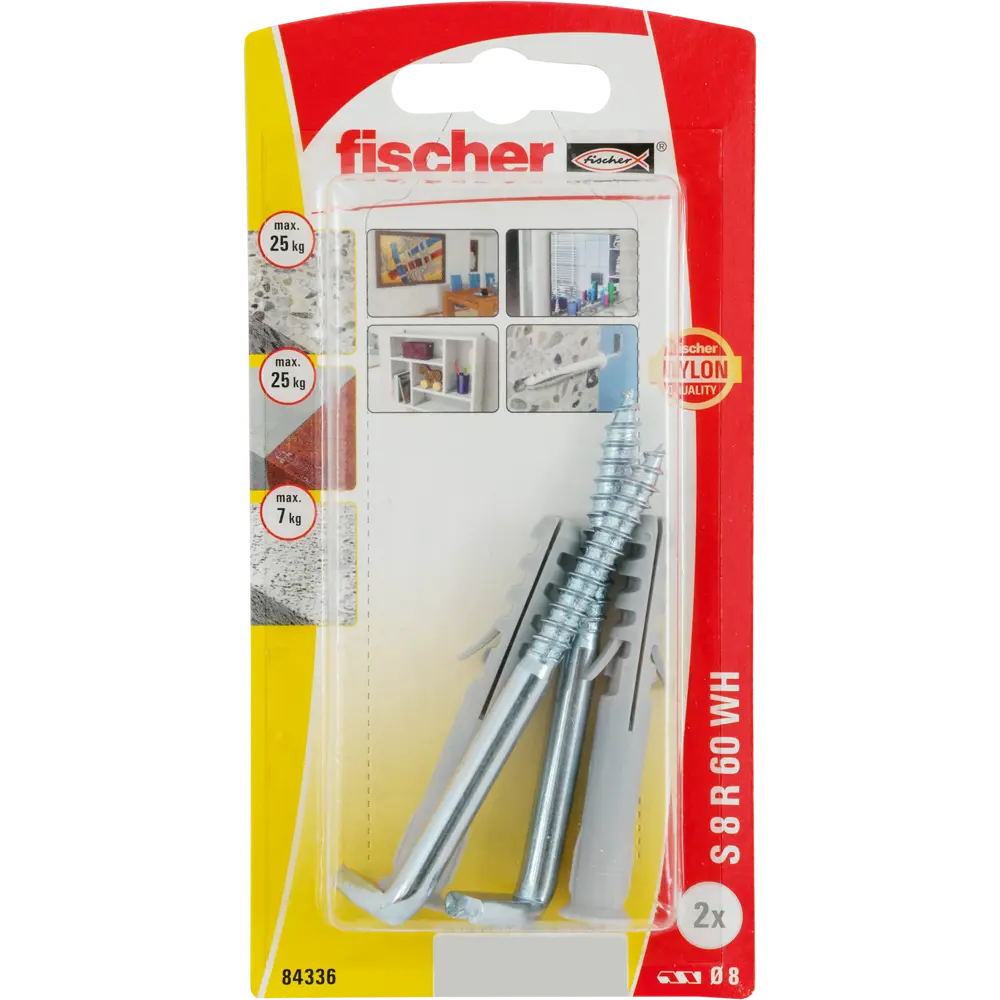 Дюбель для полнотелых материалов Fischer S с прямым крюком 8x60 мм нейлон 2 шт Santreyd STLM-2051983 - Вид №2