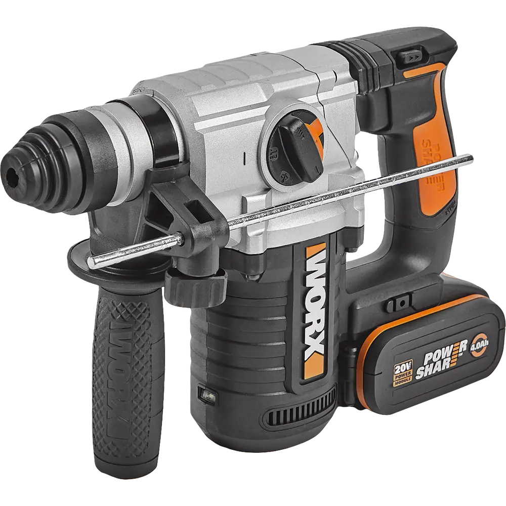 Перфоратор аккумуляторный SDS-plus Worx WX392, 20 В Li-ion 2x4 Ач, 2.2 Дж STLM-2159529