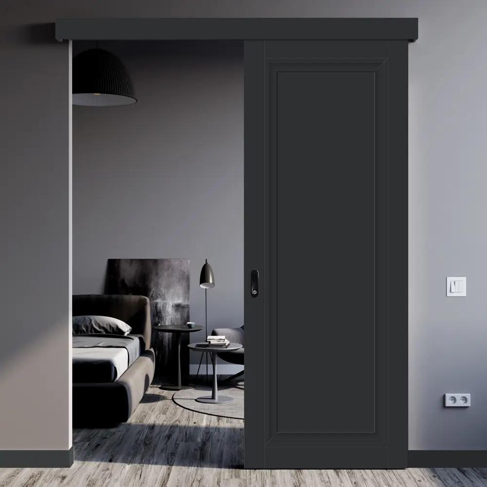 Дверь межкомнатная глухая Нобиле 70x200 см Hardflex цвет антрацит с замком МАРИО РИОЛИ STLM-2161070 - Вид №7