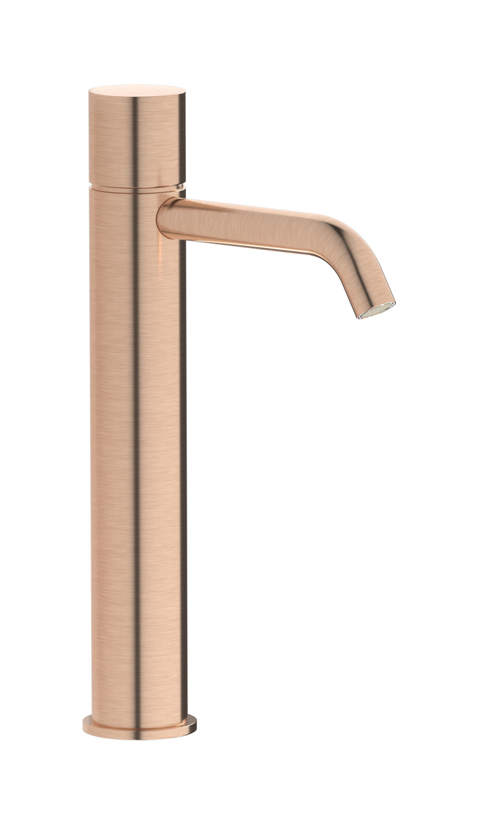 Высокий смеситель для раковины на 1 отверстие в комплекте с донным клапаном WE ARE IB rr202sr Brushed Rose Gold Brera