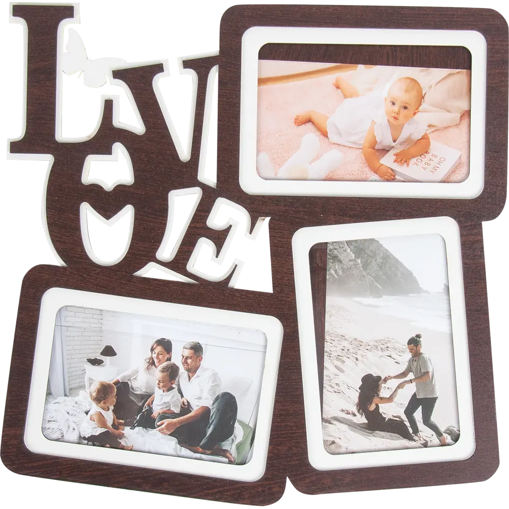 Мультирамка Love на 3 фотографии размер фото 10x15 см цвет венге 82520986 STLM-2159891 Santreyd 