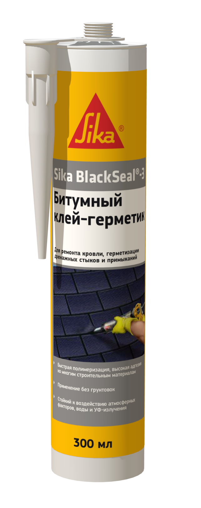 10518639 Клей-герметик битумный BlackSeal-3 300 г STLM-0000570 SIKA