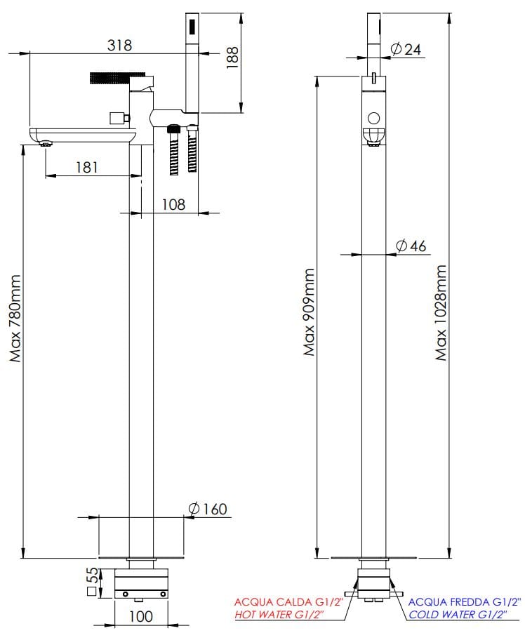 Смеситель для ванны с ручным душем Daniel Rubinetterie Club ARCH-00075183 - Вид №2