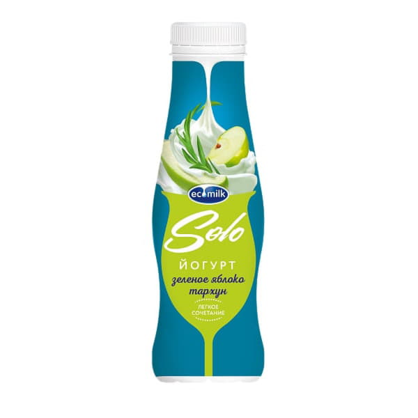 Йогурт питьевой с зелёным яблоком и тархуном 2,8% Экомилк Solo 290 г БЗМЖ Santreyd 21122