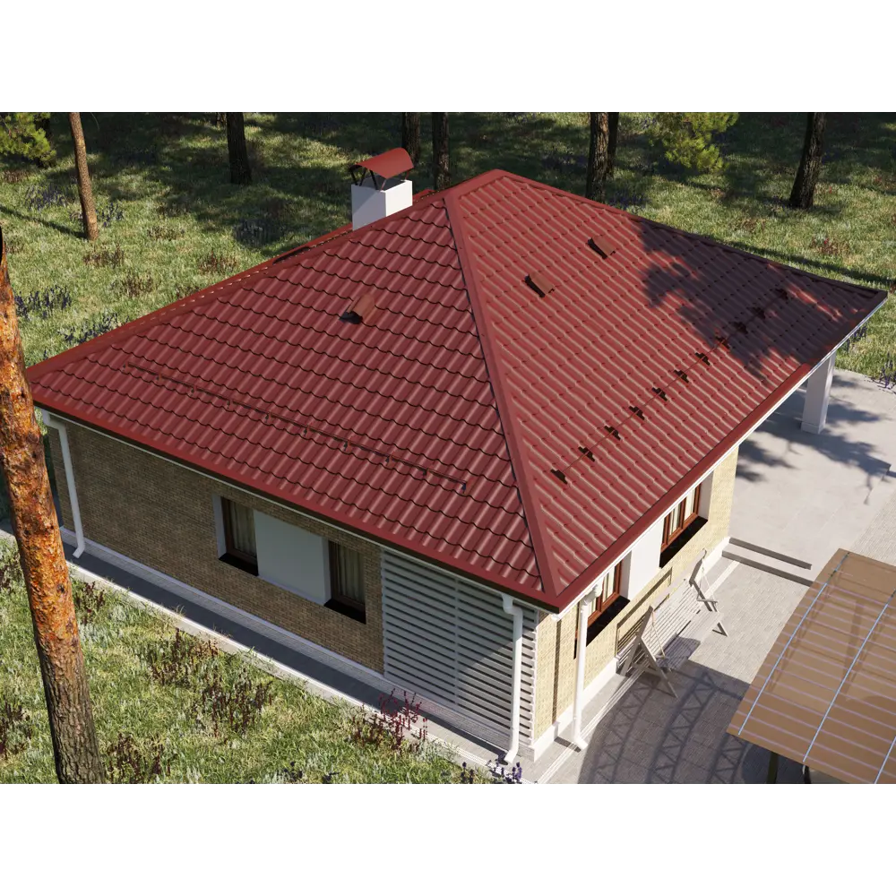 Металлочерепица 0.5 мм ГОСТ 470x1180 мм RAL 3005 красный Grand Line STLM-2082372 - Вид №4