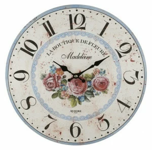 Часы настенные деревянные 35 см бежевые с голубым Aviere AVIERE ЦВЕТЫ 00-3872815 Бежевый;голубой
