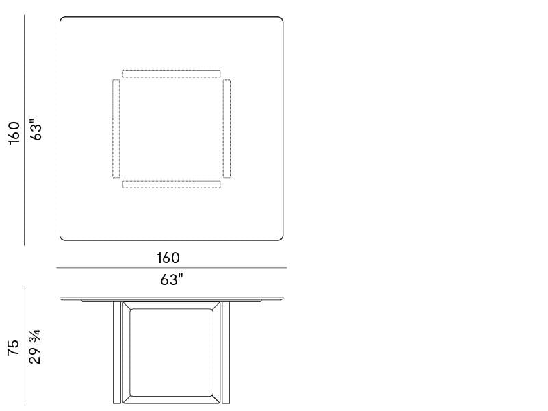 Квадратный мраморный стол Potocco ARCH-00100378