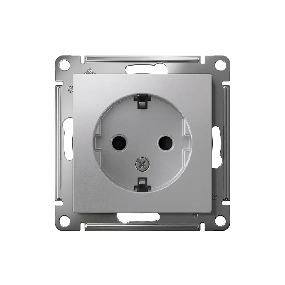 Розетка встраиваемая Systeme Electric AtlasDesign с заземлением со шторками цвет алюминий STLM-2043013 - Вид №5