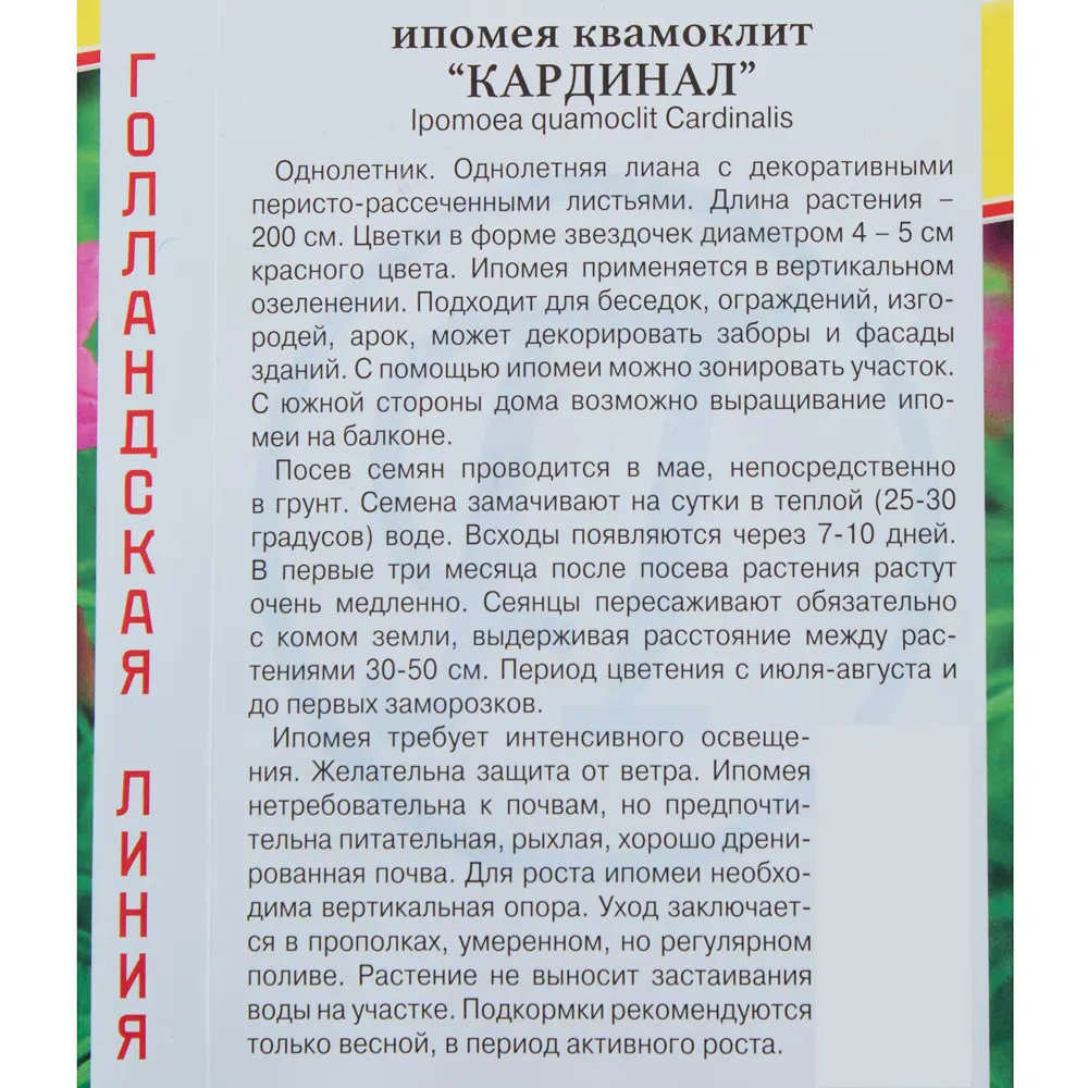 Семена цветов Ипомея Кардинал красная Престиж семена 81931604 STLM-2200879  - Вид №2