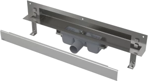 Дренажная система для монтажа в стену, накладная панель нержавеющая сталь-глянец