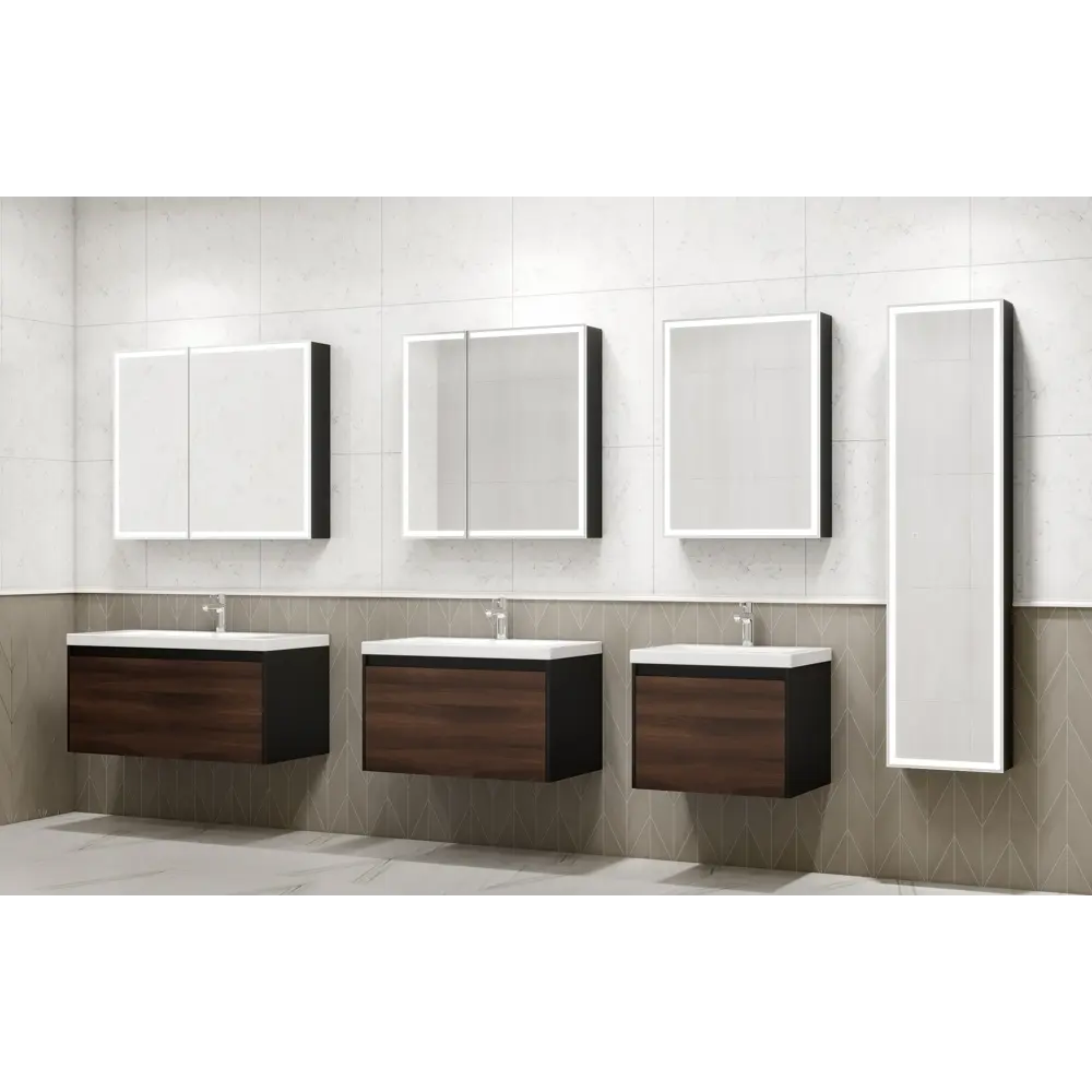 Шкаф зеркальный подвесной Montero Black LED с подсветкой 80x80 см цвет черный Santreyd STLM-2074280 - Вид №6